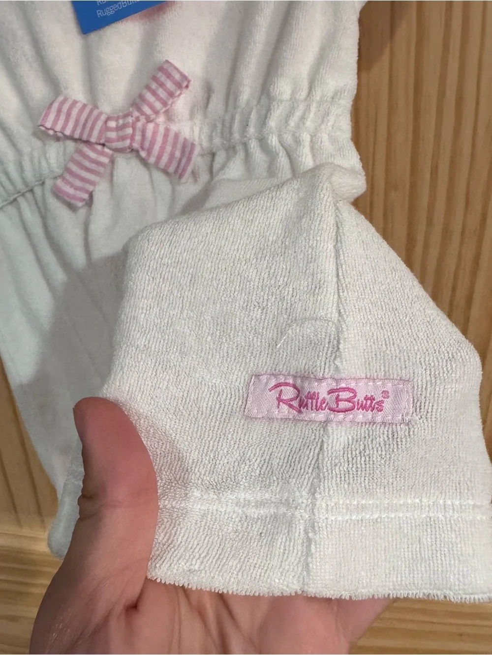 Ruffle Butts White Hooded Girls' Swim Coverup with Pink Bow NWT 12-18